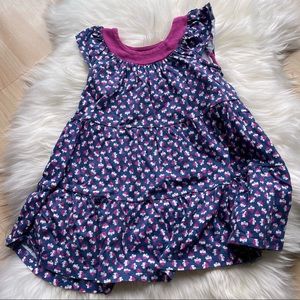 Tea Collection Pink and Purple Floral Tiered Ruffle Dress - 12-18 - EUC